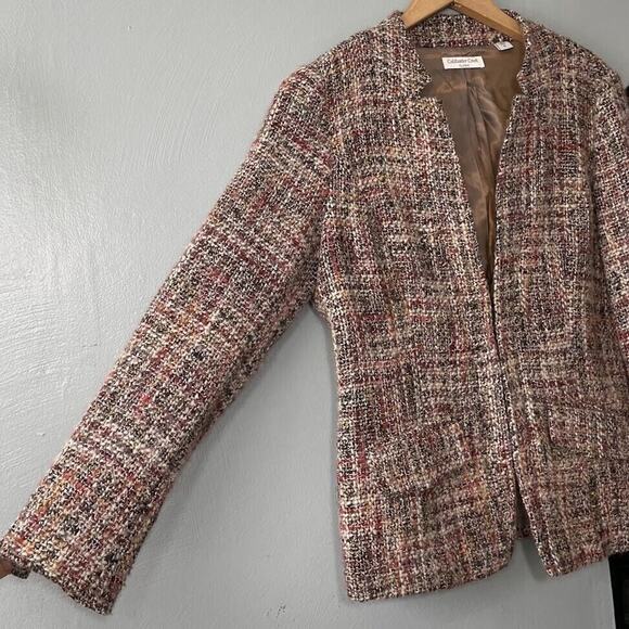 Wool Tweed Blazer Size 8 Light Academia Jacket Career Preppy Neutral Heritage - Picture 2 of 10
